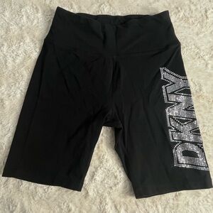 DKNY Black Bike Shorts with Metallic Text